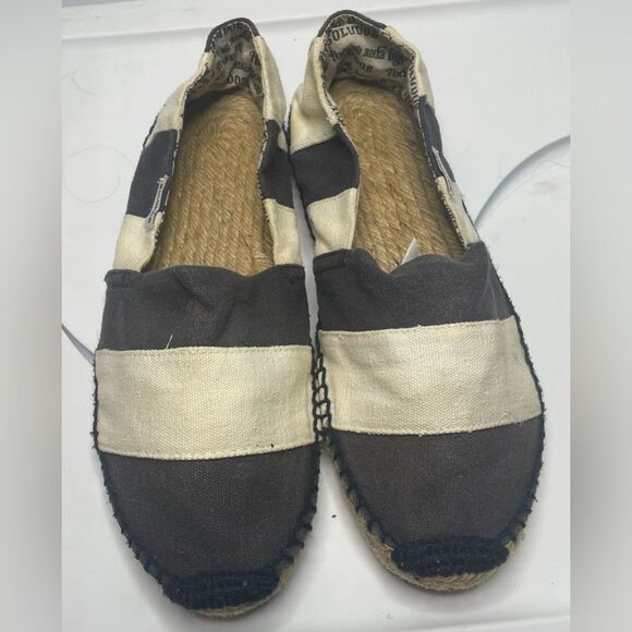 Soludos Blue and Cream Espadrille Loafers Size 40 - Picture 1 of 3